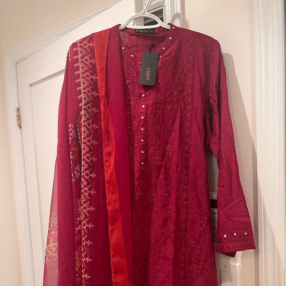 Limelight Pakistani Designer Kameez trouser Pink Orange Medium Large